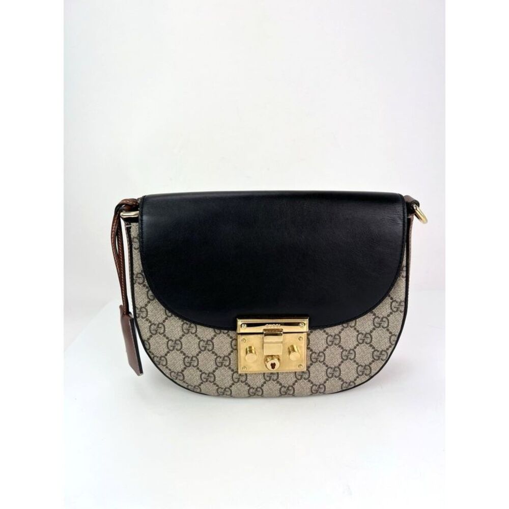 Gucci GG Supreme Web Padlock Black Shoulder Bag